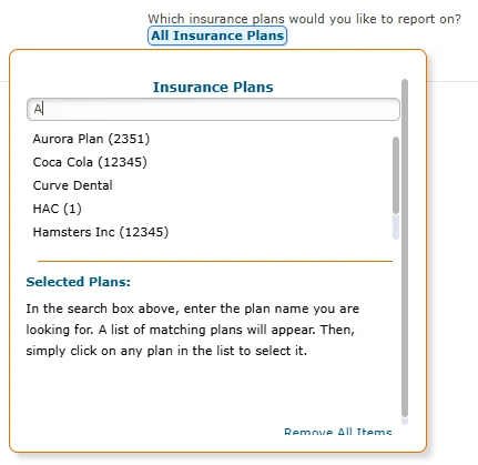 Curve Dental Insurance Plans selector