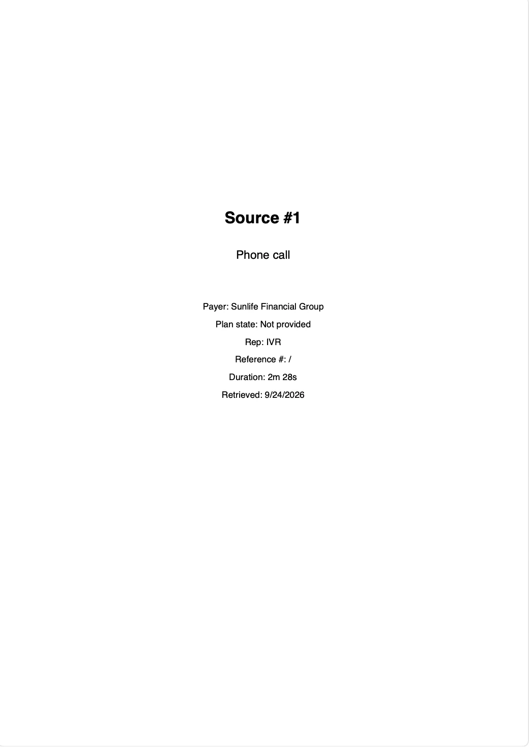 Verification source document, cover page